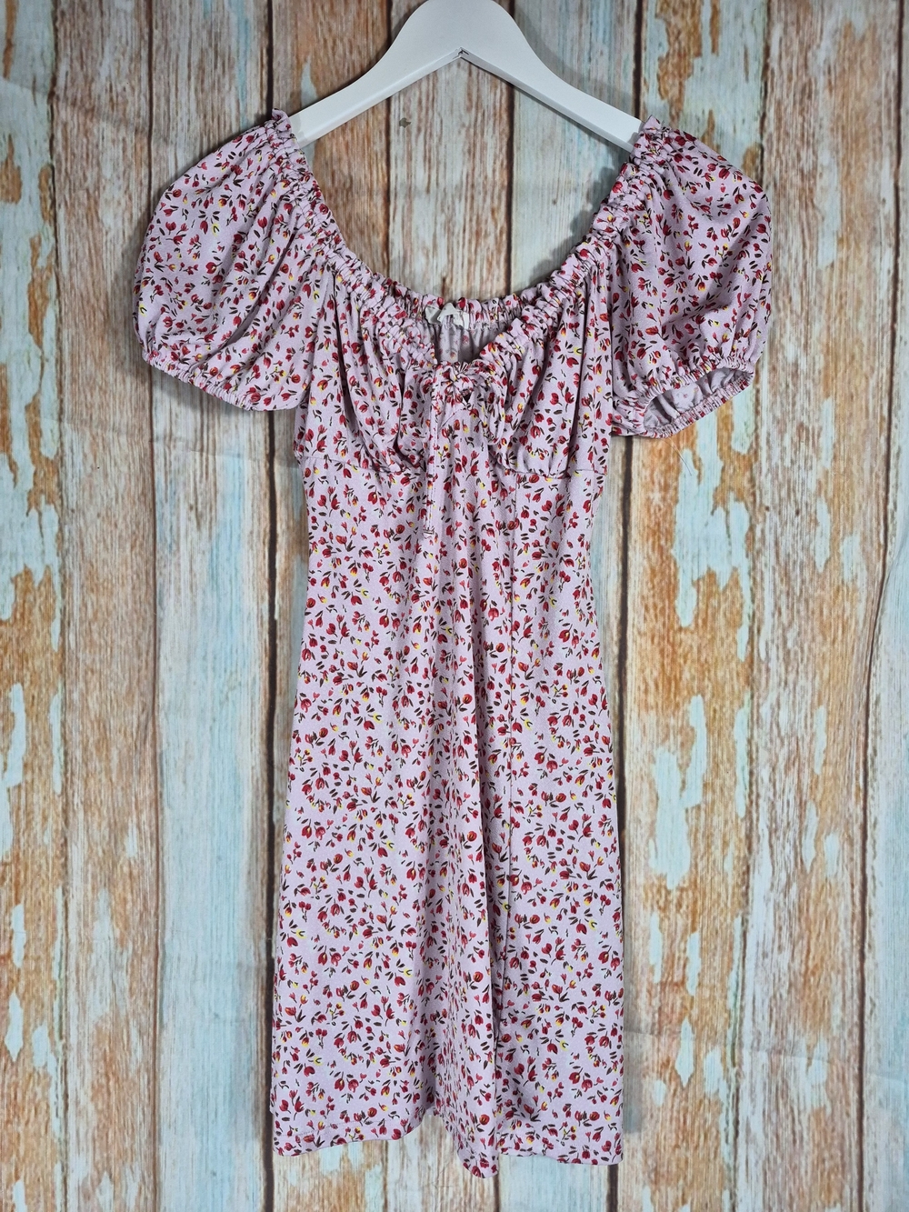 Lush Pink Floral Puff-Sleeve Casual Dress Size XS